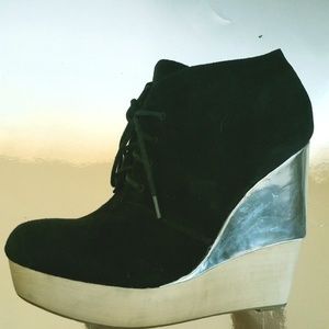 Matiko Suede Reflective Wooden Wedge Boot